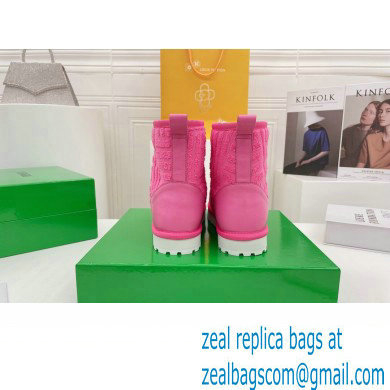 Bottega Veneta Shearling Lining Towel Ankle Boots Fuchsia 2021