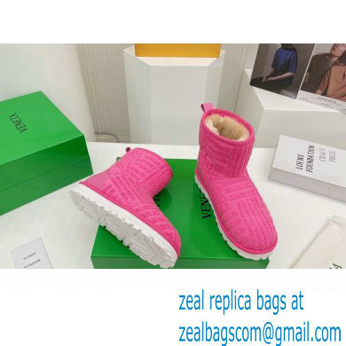 Bottega Veneta Shearling Lining Towel Ankle Boots Fuchsia 2021
