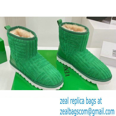 Bottega Veneta Shearling Lining Towel Ankle Boots Green 2021 - Click Image to Close