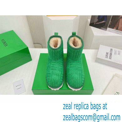 Bottega Veneta Shearling Lining Towel Ankle Boots Green 2021