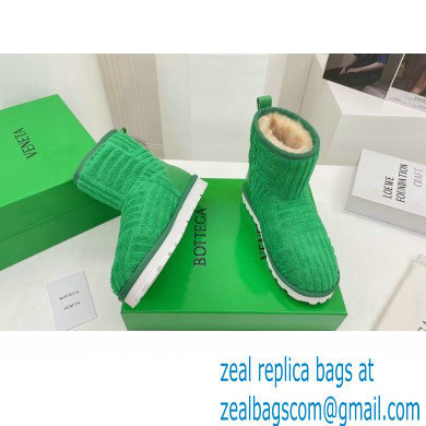 Bottega Veneta Shearling Lining Towel Ankle Boots Green 2021