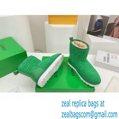 Bottega Veneta Shearling Lining Towel Ankle Boots Green 2021 - Click Image to Close