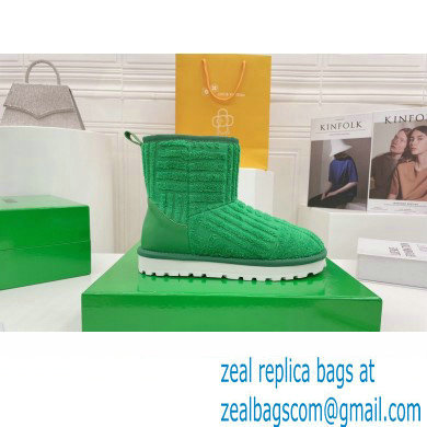 Bottega Veneta Shearling Lining Towel Ankle Boots Green 2021