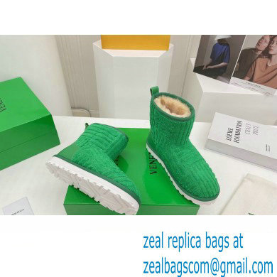 Bottega Veneta Shearling Lining Towel Ankle Boots Green 2021