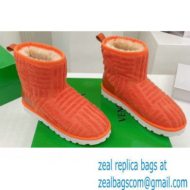 Bottega Veneta Shearling Lining Towel Ankle Boots Orange 2021 - Click Image to Close