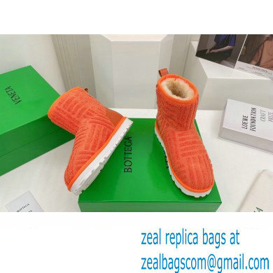 Bottega Veneta Shearling Lining Towel Ankle Boots Orange 2021