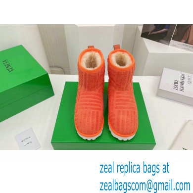 Bottega Veneta Shearling Lining Towel Ankle Boots Orange 2021