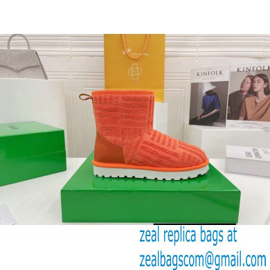 Bottega Veneta Shearling Lining Towel Ankle Boots Orange 2021