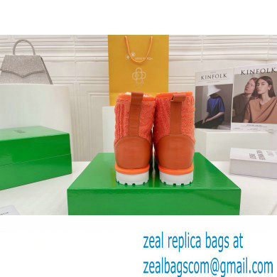 Bottega Veneta Shearling Lining Towel Ankle Boots Orange 2021 - Click Image to Close