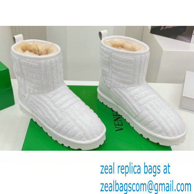Bottega Veneta Shearling Lining Towel Ankle Boots White 2021