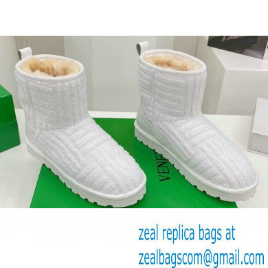 Bottega Veneta Shearling Lining Towel Ankle Boots White 2021 - Click Image to Close