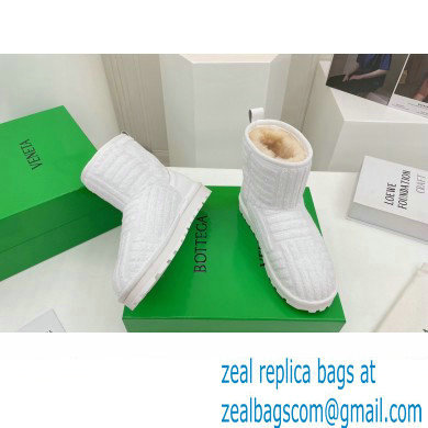 Bottega Veneta Shearling Lining Towel Ankle Boots White 2021 - Click Image to Close