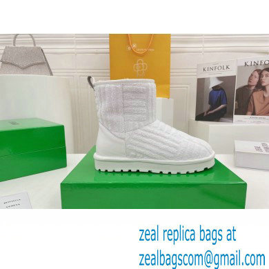 Bottega Veneta Shearling Lining Towel Ankle Boots White 2021 - Click Image to Close