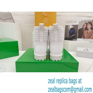 Bottega Veneta Shearling Lining Towel Ankle Boots White 2021 - Click Image to Close