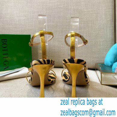 Bottega Veneta Tufted Insole Stretch Leather sandals Zebra Gold 2021 - Click Image to Close