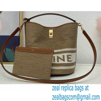 Celine Bucket 16 Bag Beige in Textile with Celine print and Calfskin