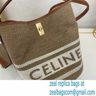 Celine Bucket 16 Bag Beige in Textile with Celine print and Calfskin