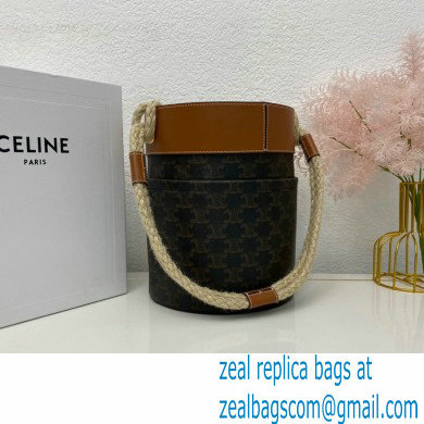 Celine Bucket Bag Tan in Triomphe Canvas and Calfskin