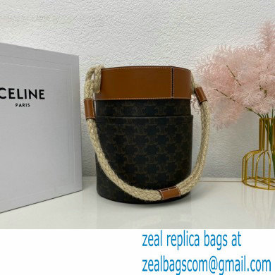 Celine Bucket Bag Tan in Triomphe Canvas and Calfskin - Click Image to Close