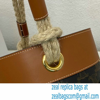 Celine Bucket Bag Tan in Triomphe Canvas and Calfskin