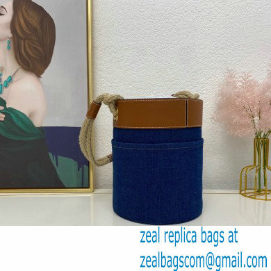 Celine Bucket Bag in Denim Blue with celine print and Calfskin - Click Image to Close