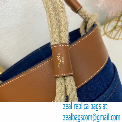 Celine Bucket Bag in Denim Blue with celine print and Calfskin - Click Image to Close