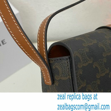 Celine CLUTCH ON STRAP Bag Tan in Triomphe canvas and calfskin