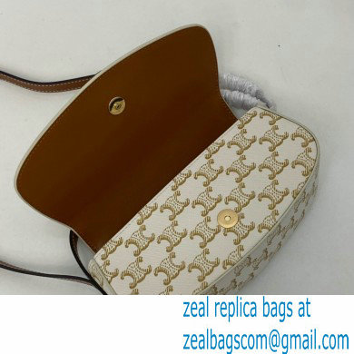 Celine CLUTCH ON STRAP Bag White in Triomphe canvas and calfskin