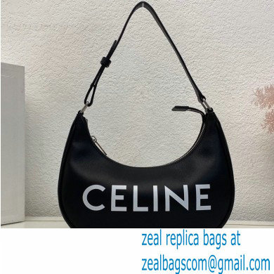 Celine Medium Ava Bag Black in Smooth Calfskin with Celine Print