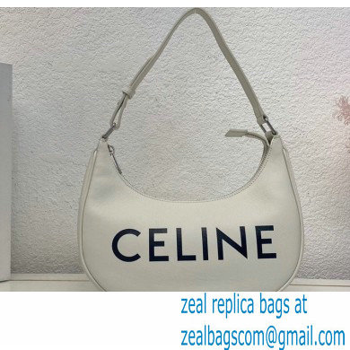 Celine Medium Ava Bag White in Smooth Calfskin with Celine Print