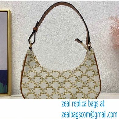 Celine Medium Ava Bag White in Triomphe Canvas and Calfskin - Click Image to Close