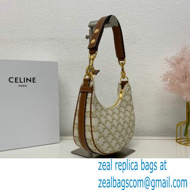 Celine Medium Strap Ava Bag White in Triomphe Canvas and Calfskin - Click Image to Close