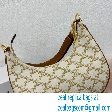 Celine Medium Strap Ava Bag White in Triomphe Canvas and Calfskin