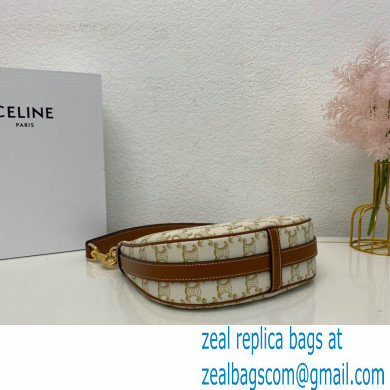 Celine Medium Strap Ava Bag White in Triomphe Canvas and Calfskin