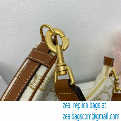 Celine Medium Strap Ava Bag White in Triomphe Canvas and Calfskin - Click Image to Close
