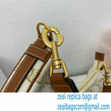 Celine Medium Strap Ava Bag White in Triomphe Canvas and Calfskin