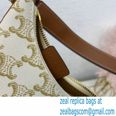 Celine Medium Strap Ava Bag White in Triomphe Canvas and Calfskin