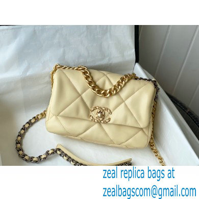 Chanel 19 Small Leather Flap Bag AS1160 light yellow 2021