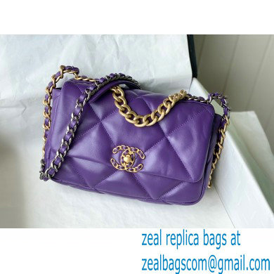 Chanel 19 Small Leather Flap Bag AS1160 purple 2021