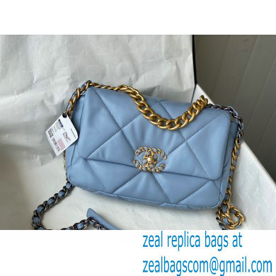 Chanel 19 Small Leather Flap Bag AS1160 sky blue 2021