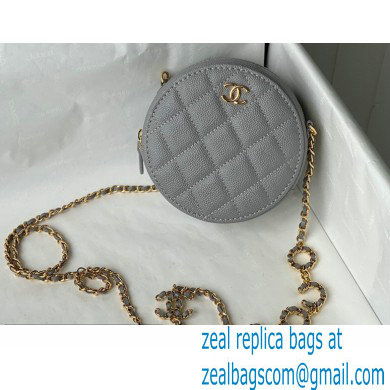 Chanel Grained Calfskin Round Clutch with Coco Chain Bag Gray 2021