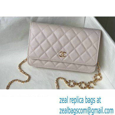 Chanel Grained Calfskin Wallet on Chain WOC Bag with Coco Chain AP2298 Dusty Pink 2021