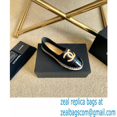 Chanel Leather and Patent CC Logo Espadrilles G29762 Black 2022