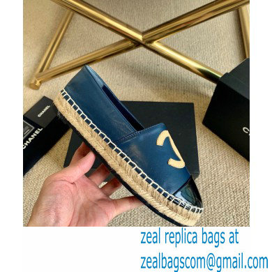 Chanel Leather and Patent CC Logo Espadrilles G29762 Blue 2022