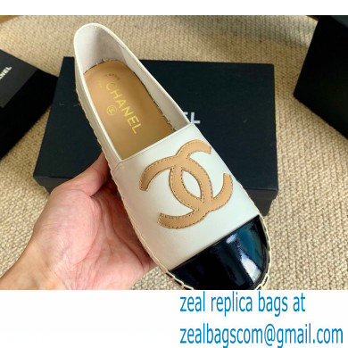 Chanel Leather and Patent CC Logo Espadrilles G29762 White 2022