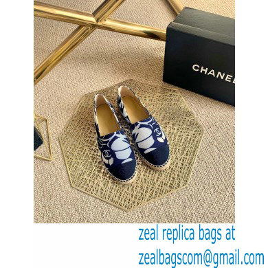 Chanel Printed Fabric CC Logo Espadrilles G29762 Black/Blue 2022