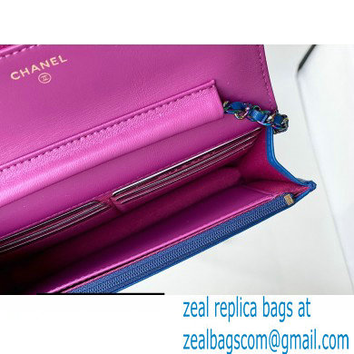 Chanel Rainbow Hardware Wallet on Chain WOC Bag Blue/Fuchsia 2021