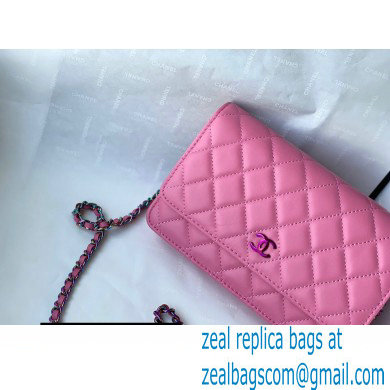 Chanel Rainbow Hardware Wallet on Chain WOC Bag Fuchsia/Yellow 2021 - Click Image to Close