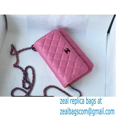 Chanel Rainbow Hardware Wallet on Chain WOC Bag Fuchsia/Yellow 2021 - Click Image to Close