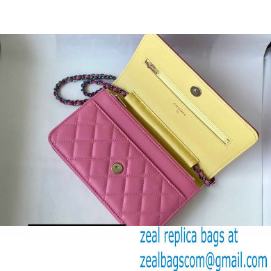 Chanel Rainbow Hardware Wallet on Chain WOC Bag Fuchsia/Yellow 2021